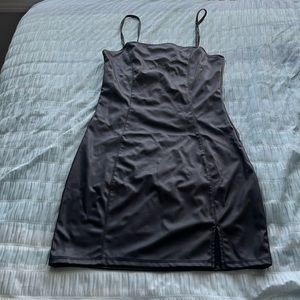 Black Faux Leather Mini Dress